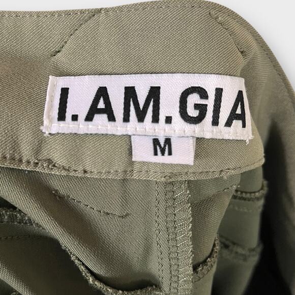 I AM GIA Valencia high waisted flare cargo zipper pants olive green size medium - Picture 8 of 10
